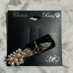 Cocktail Bling Black and Silver Brooch